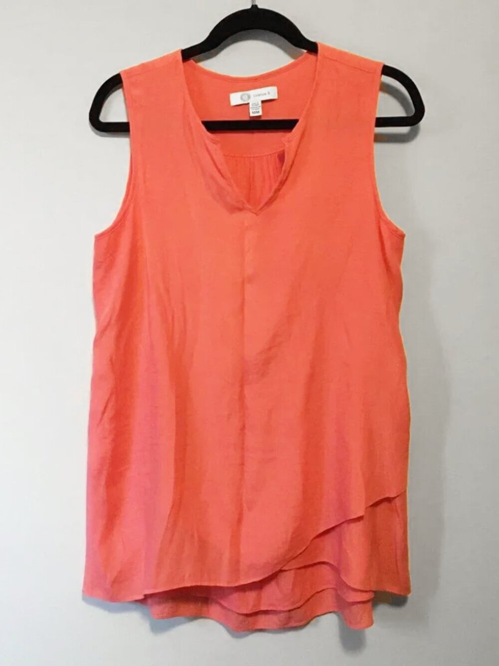 Christina B Coral Pink Coastal Sleeveless Layered Tunic Top M Lagenlook